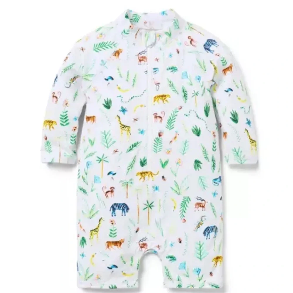 Janie & Jack BABY RECYCLED SAFARI RASH GUARD SWIMSUIT